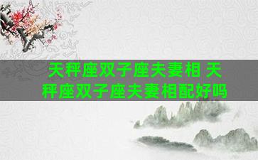 天秤座双子座夫妻相 天秤座双子座夫妻相配好吗